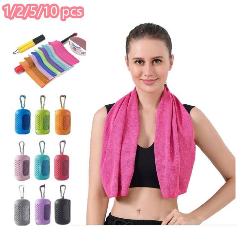 Mini Silica Gel Set Cold Quick Drying Breathable Chilly Sweat Absorption Sports Cooling Towel Running Yoga Gym 1-10pcs