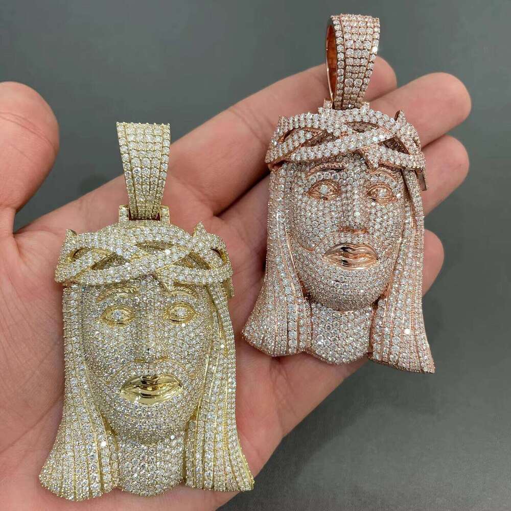 Custom Hip Hop Iced Out Jesus Faced Moissanite in Sterling Sier for Men & Women Fashion Necklace Pendant Jewelry