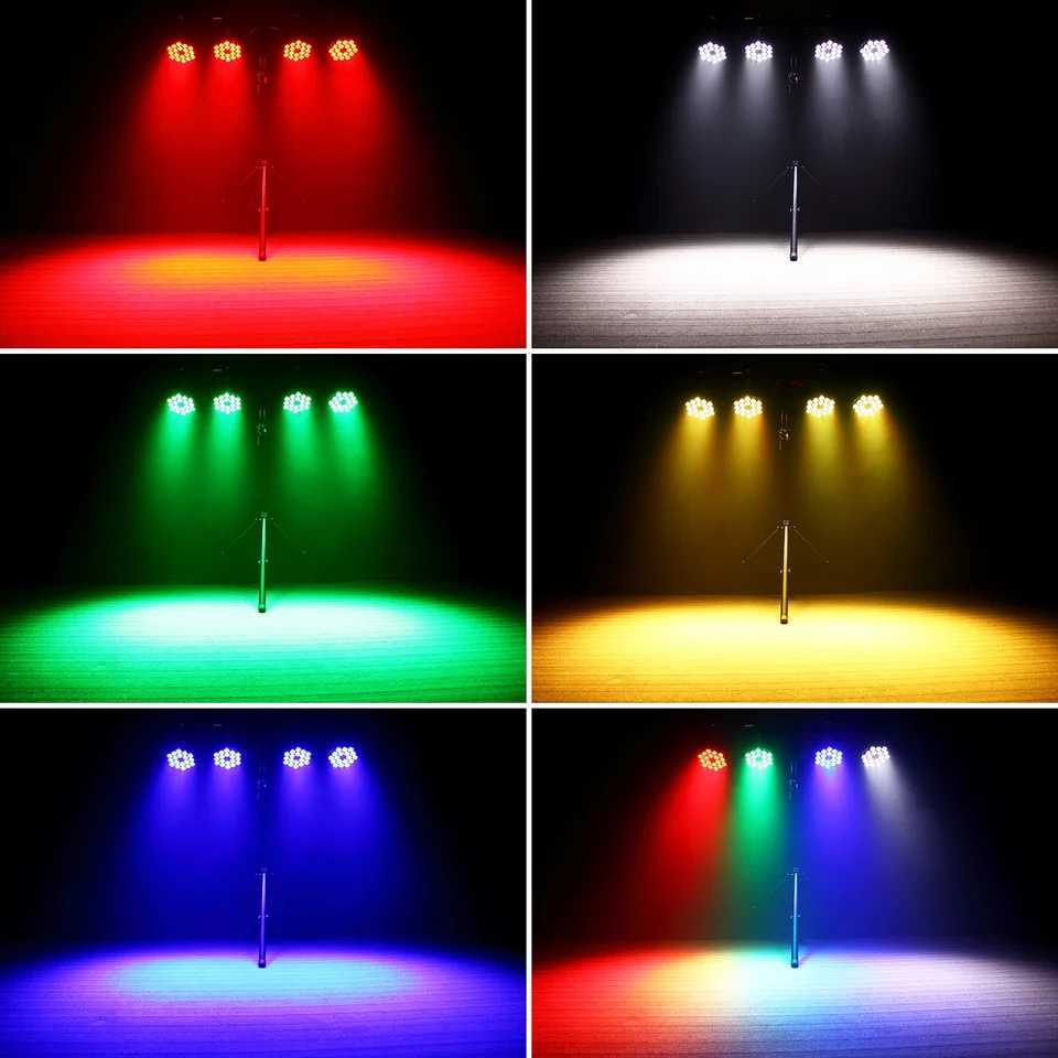 Fieryzeal 4PCS LED Par Light 200W 4 IN 1 RGBW DMX Stage Flat Par Lighting Effect DJ Disco Party Holiday Bar Wedding Show Lights XJ250527