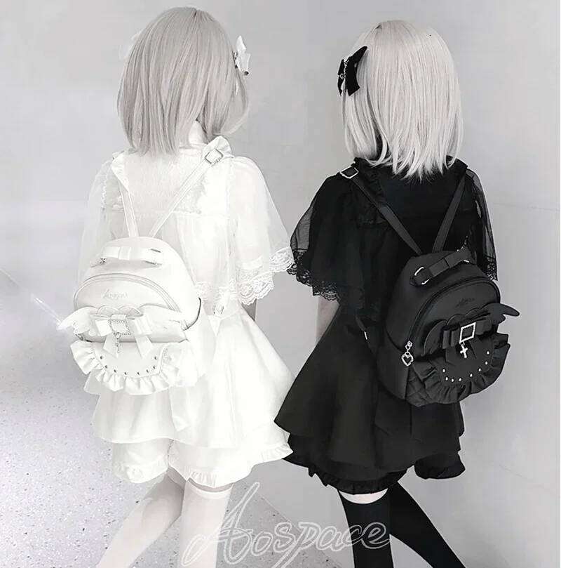Original Design Japanese Mine Mass-produced Water Color Love Wings Fashion All-Match Backpack for Women Girl Kawaii Student Bags