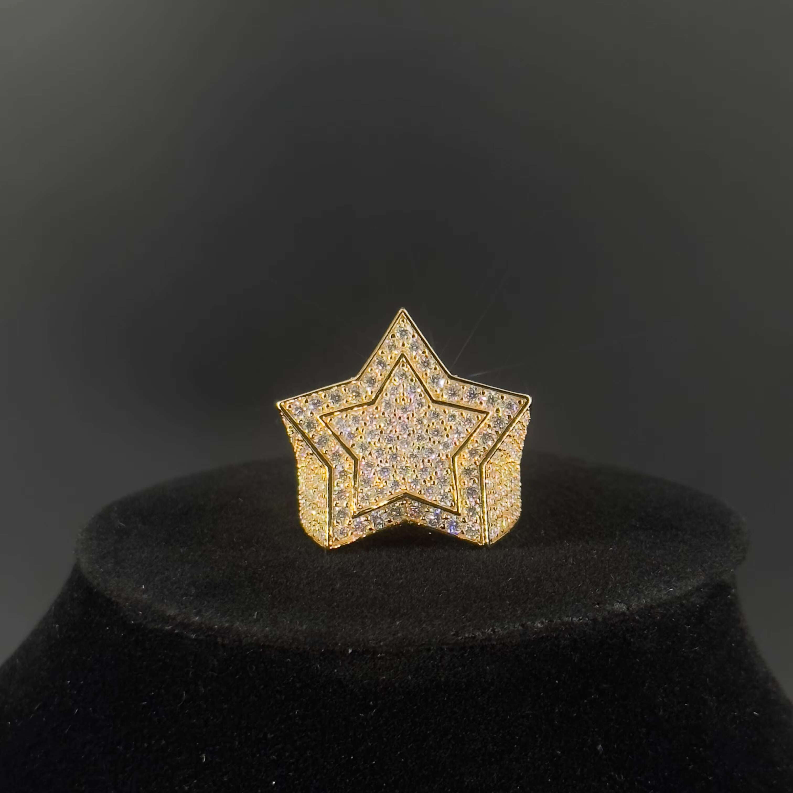 Fashion Iced Out Ring Hiphop Jewelry 925 Sterling Silver Star Ring Custom VVS Moissanite Mens Rings