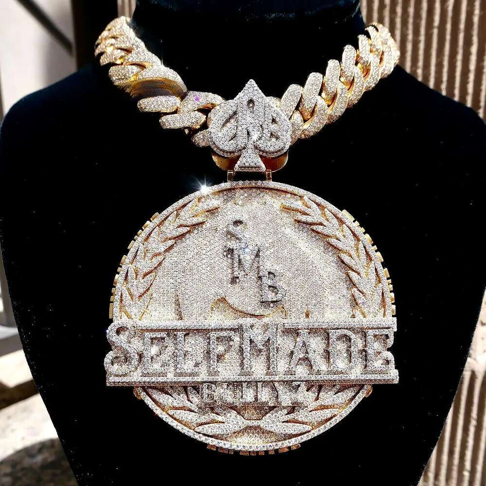 Custom Iced Out - Sterling Sier Charm Necklace, Simulated Dia Hip Hop Jewelry, Style Pendant