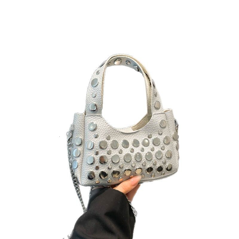 High quality brand new free designer bag 2025 new rivet fashion shoulder bag commuting bucket armpit bag handbag new free designer bag