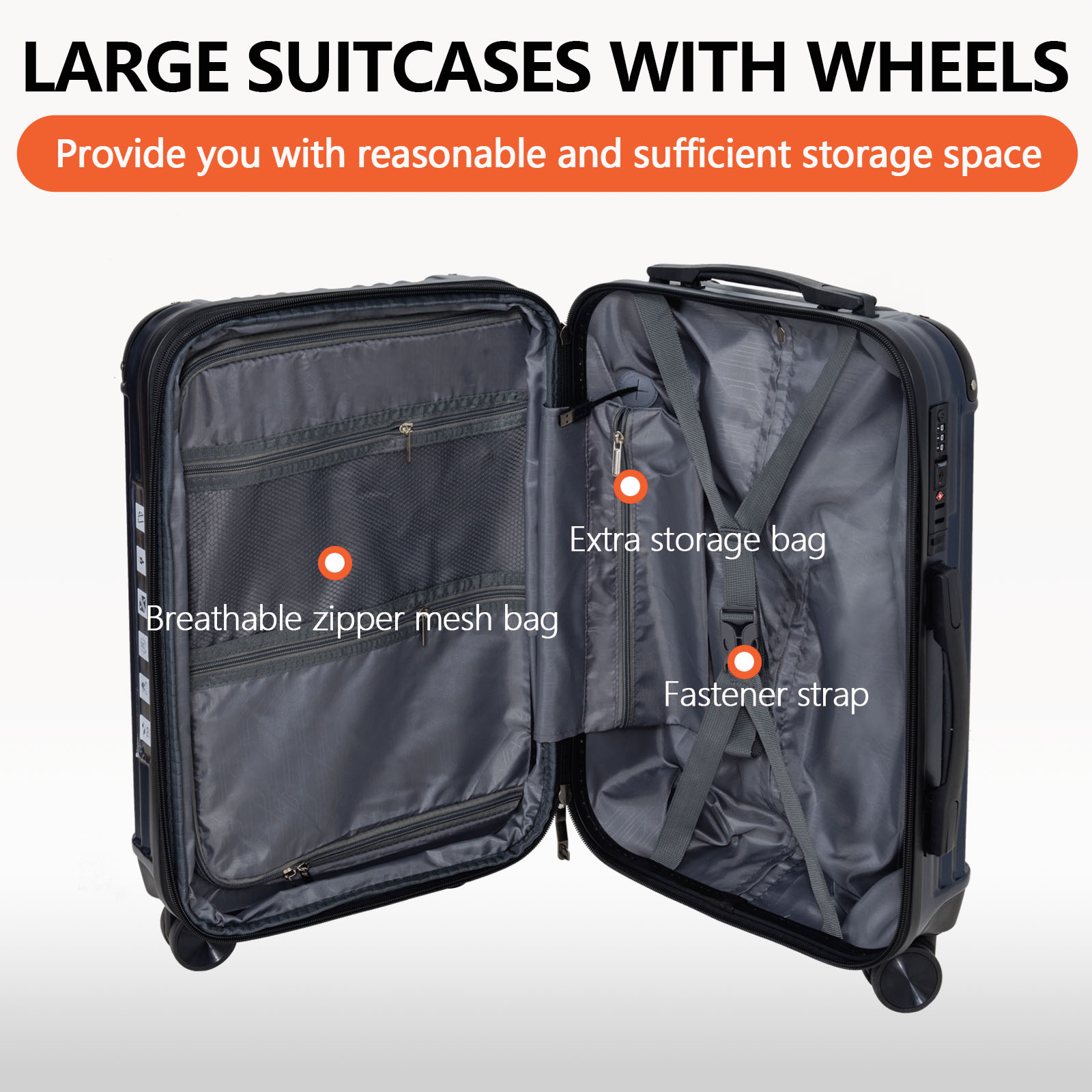 20 Inch Expandable Carry On Suitcase with TSA Lock - Purple ABS Luggage for Personal Travel & Business Trips, Durable Corner Protector