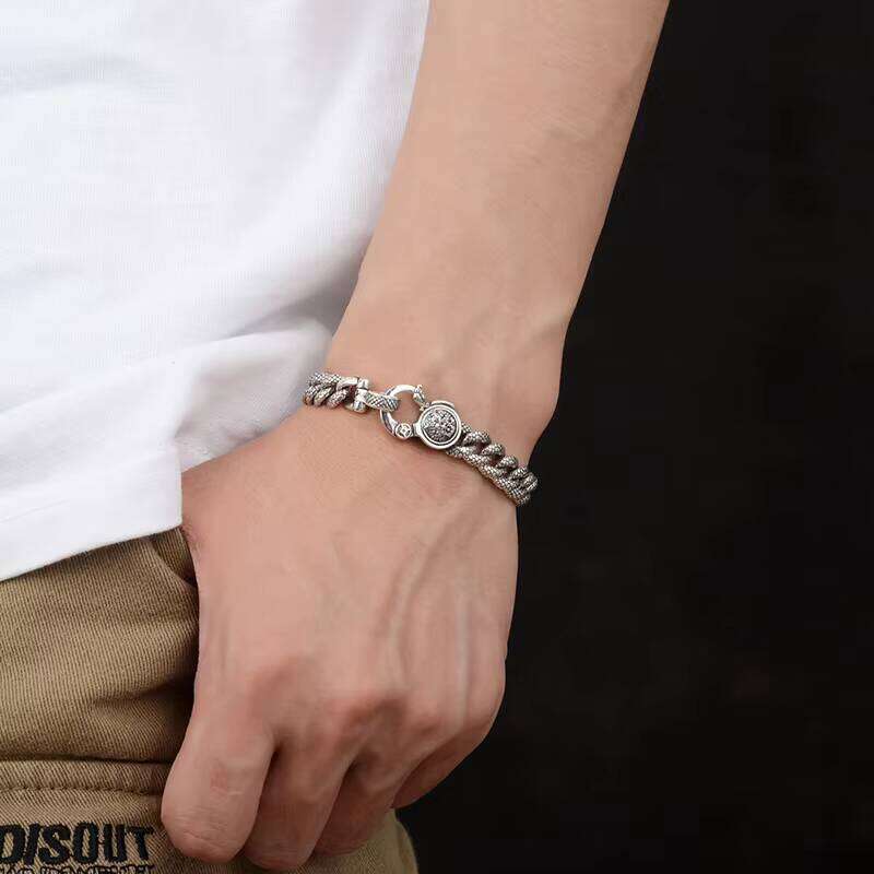 8mm S Sterling Sier Vintage Cuban Fashion Dragon Pattern Lucky Bracelet Jewelry Gift