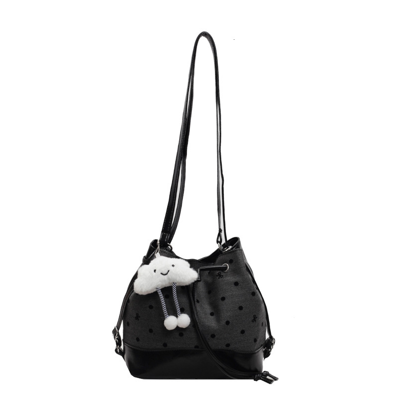 Free Shipping Designer Polka Dot Simple Single Shoulder Womens Bag Texture Versatile Shoulder Bag For Travel Fashionable Bucket Shoulder
