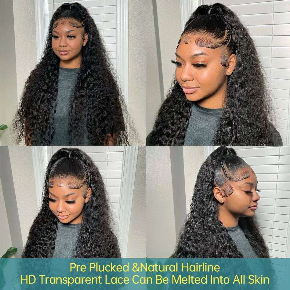 250% 30 38 40 Inch 13X6 Deep Hd Frontal Brazilian 13X4 Water Loose Wave Kinky Curly Lace Front Wigs Human Hair Wig