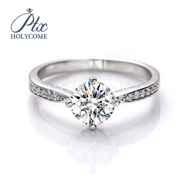 Luxury Moissanite Diamond Rings 1ct Round Cut Four Prong VVS D Color 925 Sterling Silver GRA Certified Wedding Engagement Rings Gift for Women