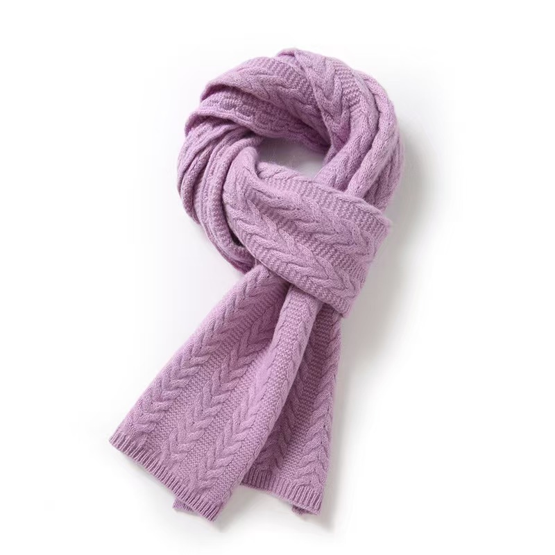 T816 cashmere 100 wool new thickened twisted solid color twisted knitted warm wool scarf neck