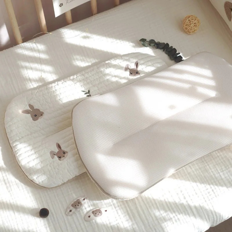 Infants Children Baby Pillow Core Flat Ins Cotton Embroidery Breathable Sweatabsorbing Mesh Universal in All Seasons 250527