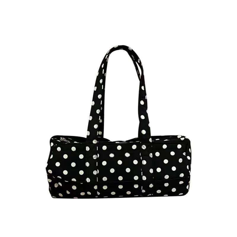 Women's Bags Designer Women Canvas Korean Style Black White Polka Dot Large Capacity Shoulder Casual Versatile Boston Pillow Bag Lady Handbag