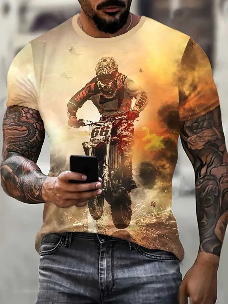 Vintage 66 Route T-Shirt for Men 3D Printed Biker Motor Mens T Shirts Oversized T Shirt Route 66 Racing Short Sleeve Camiseta Z250527
