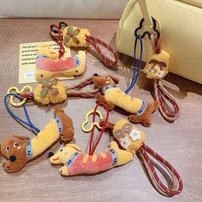 Cute Dachshund Dog Pendant Keychain For Bag Pendant Funny Puppy Doll Keychain With Lanyard Keyring For Couple Gifts Wholesale W250526