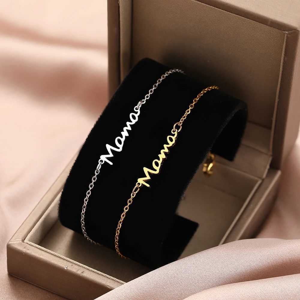 Stainless Steel Bracelets Letter Mama Pendant Chains Fashion Charms Bracelet For Women Jewelry Party Lover Mum Mothers Gifts W250526
