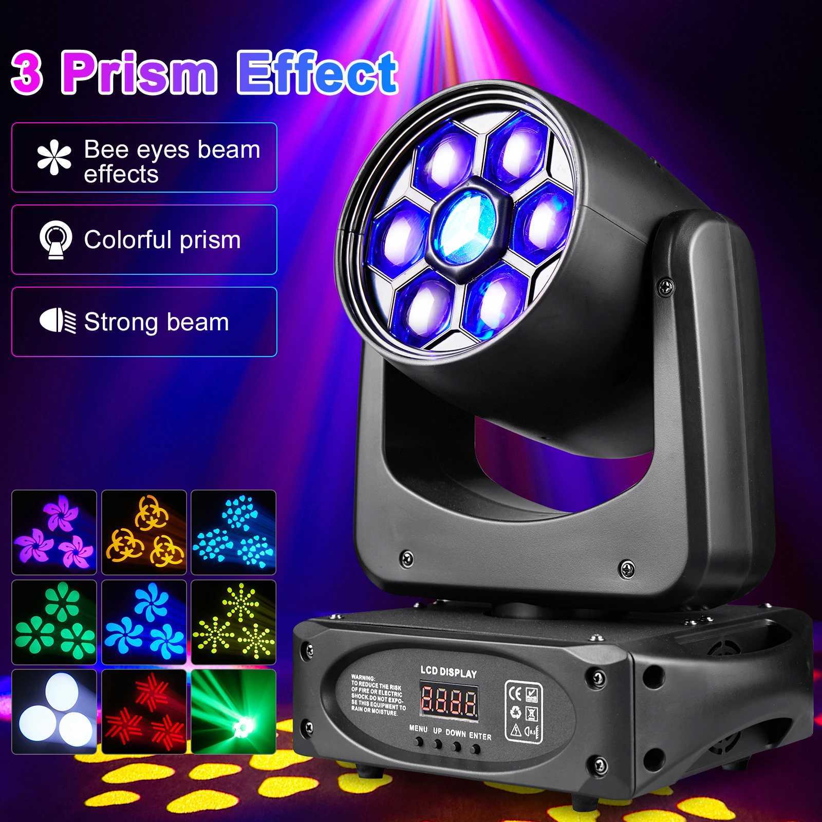 Fieryzeal 150W Bee Eye Beam Moving Head Light DMX512 RGBW 3 Prism Effect Sahne Aydnlatma Disko Parti Kulp Bar Gsterisi DJ I XJ250527