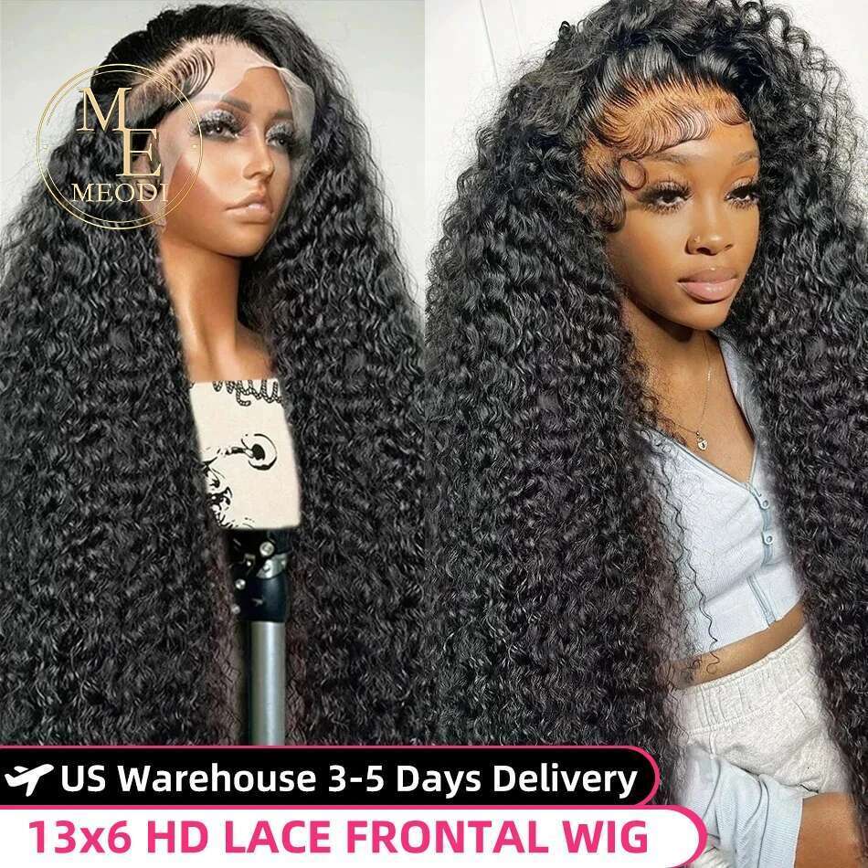 40 Inch Deep 13x6 Hd Curly Front Human Hair 360 Pre Plucked Wig 13x4 Water Wave Lace Frontal Wigs For Women