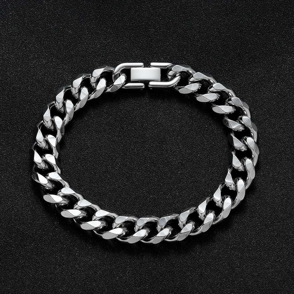 Width 8/10MM 316L Titanium Steel Cuban Chain Bracelet Fashion Mens Stainless Steel Link Bracelet Father Boyfriend Gift W250526