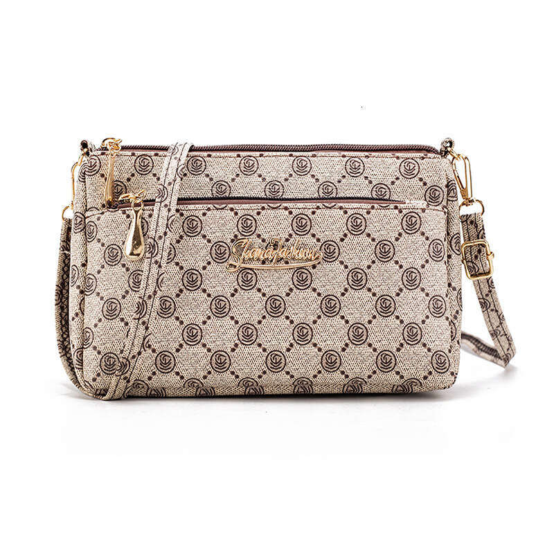 New fashionable small horizontal mobile phone mini high-end multi-layer women's bag, printed trendy handbag