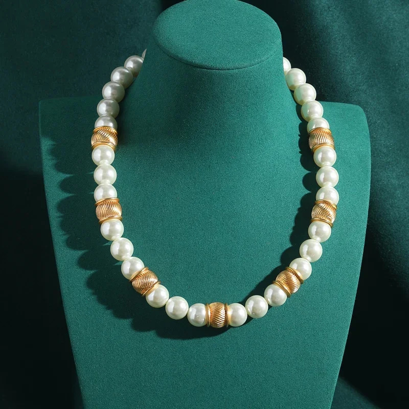 Pearl Choker Necklace Vintage Indian Natural Freshwater Gold Color Bead Wedding Collar Baroque Style Woman Accessories 250520