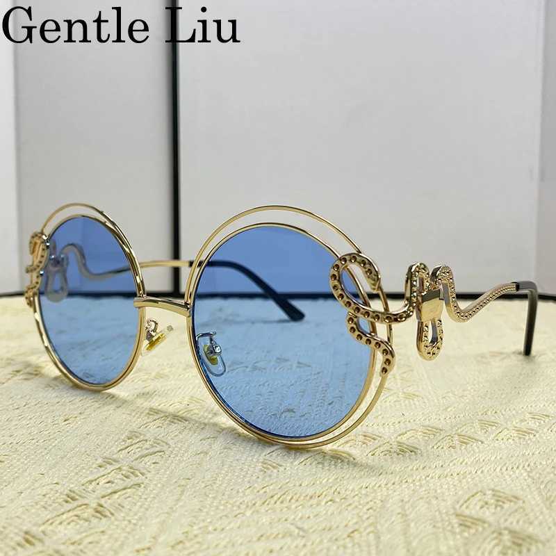 Vintage Round Sunglasses Women Oversized 2025 Luxury Brand Shades Metal Big Frame Eyewear Irregular Sun Glasses For Ladies UV400 Z250527