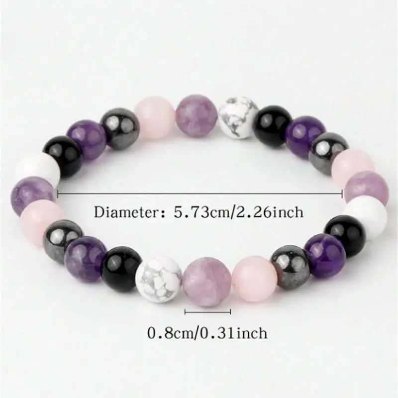 OAIITE Handmade Gifts Natural Stone Bracelets Men Women Jewelry Rose Quartz Hematite Lithium Howlite Amethyst Relieve Anxiety W250526