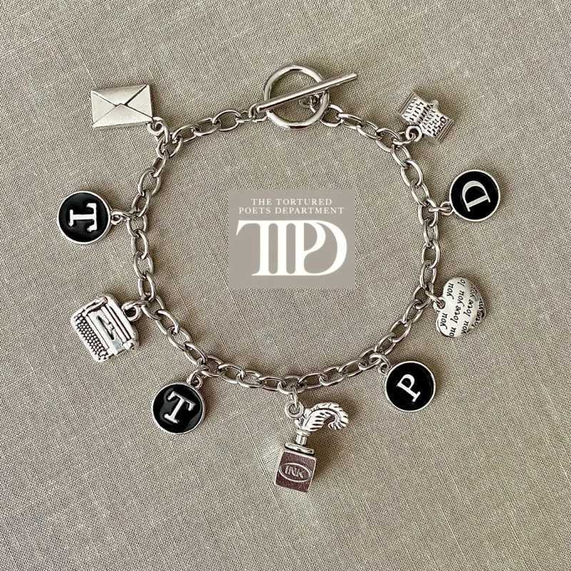 TTPD Bracelet TTPD The Tortured Poets Department Album Taylor Inspired Antique Silvery Charm Bracelet W250526