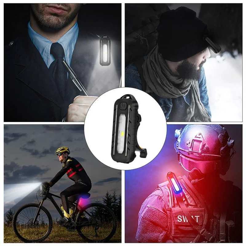 LED Red Blue Shoulder Police Light with Clip USB Charging Flashing Warning Safety Torch Bike Warning LANTERN Light XJ250527
