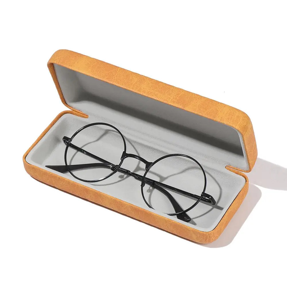 Men Women Portable Steel Leather Glasses Case Waterproof Hard Eyeglass Case Reading Glasses Box Spectacle Cases 250526