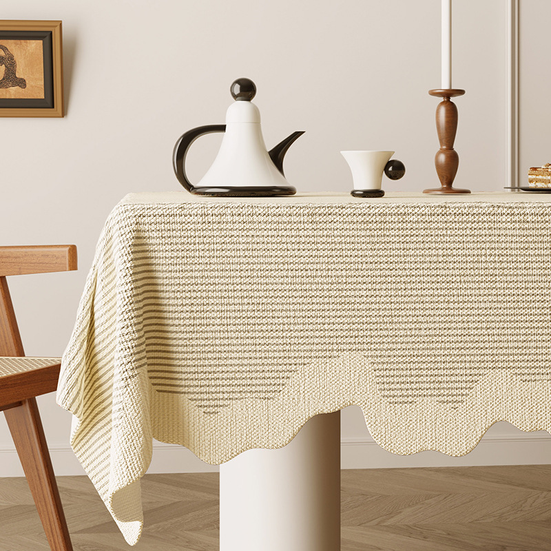 B358 American retro romantic oil painting style tablecloth linen fabric waterproof coffee table cloth pastoral style high-grade jacquard cover cloth