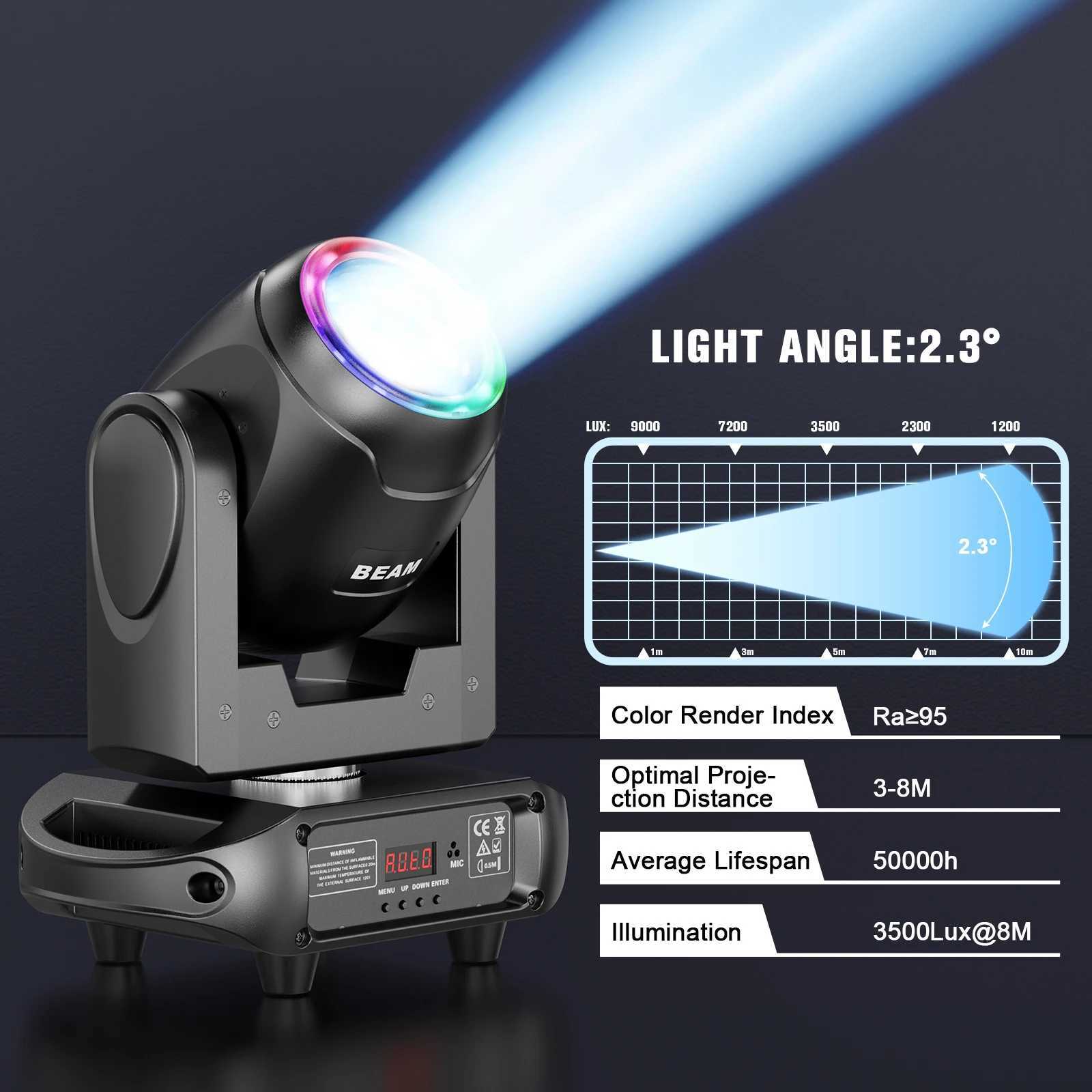 2PCS 100W Beam Moving Head Light Rainbow Effect Halo Strip Stage Lighting Effect Projector for Party Wedding Live Show Bar Club XJ250527