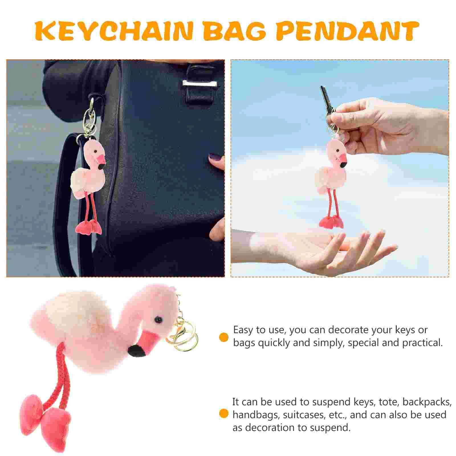 Flamingo Keychain Pendant Plush Hanging Decor Bag Pendant for Keys Totes Backpacks Handbags and Suitcases W250526