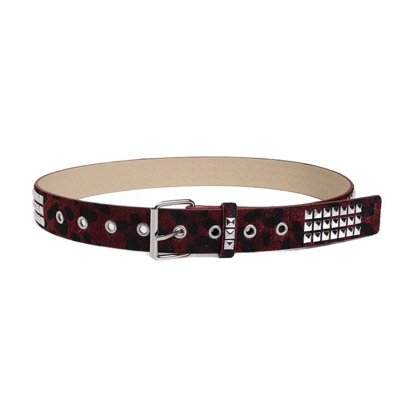 Punk Pink Fur Rivets For Womens Belt Hip Hop Y2k Girls Jeans Accessories Girdle Goth Retro Brown Pin Buckle Pu Waistband 250520