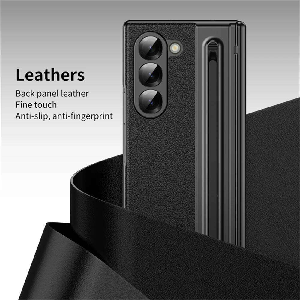 For Samsung 6 5 4 3 Leather Hinge Phone Case Outer Screen Glass S Pen Slot Protective Cover for Galaxy Z Fold 7