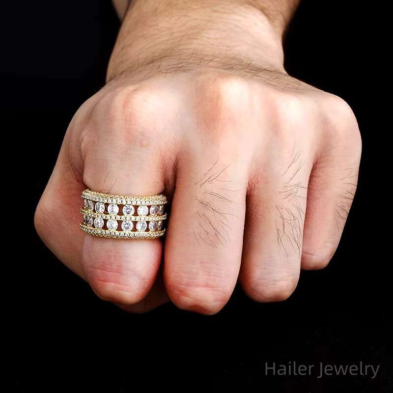 Manufacture Custom Luxury Rings for Men Moissanite Rings 925 Sterling Silver Moissanite Ring Hip Hop