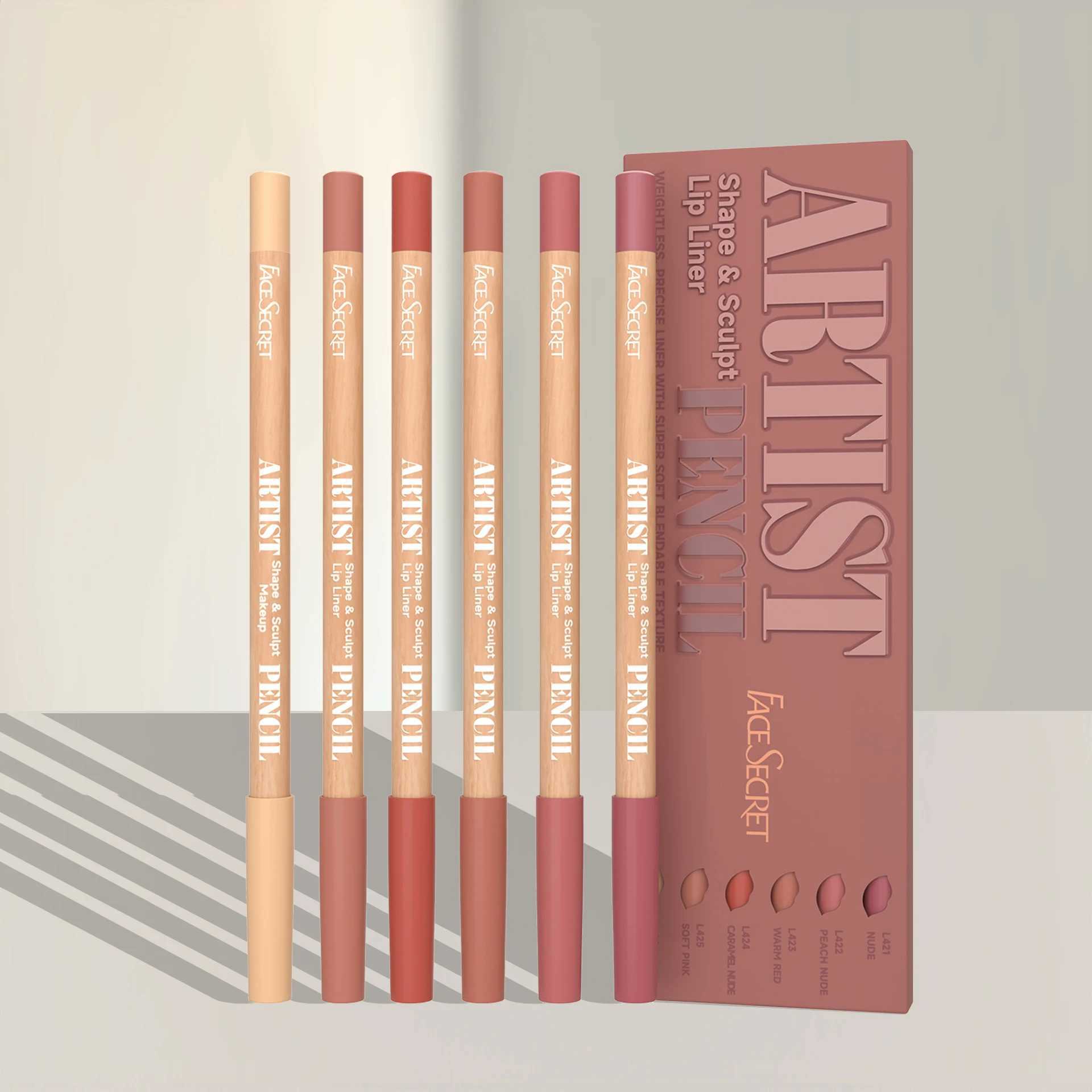 Face Secret Artist Shape Sculpt Lip Liner Pencil Set Weightless Precise Liner with Super Soft Blendable Texture Matte Soft z250527PNVM