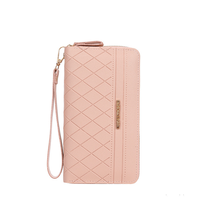 Free Shipping Designer Wallet High-quality Double-layer Zipper Long Leather Bag Women's Mesh Phone Bag Hand-held Bag Casual Multifunctional Box C