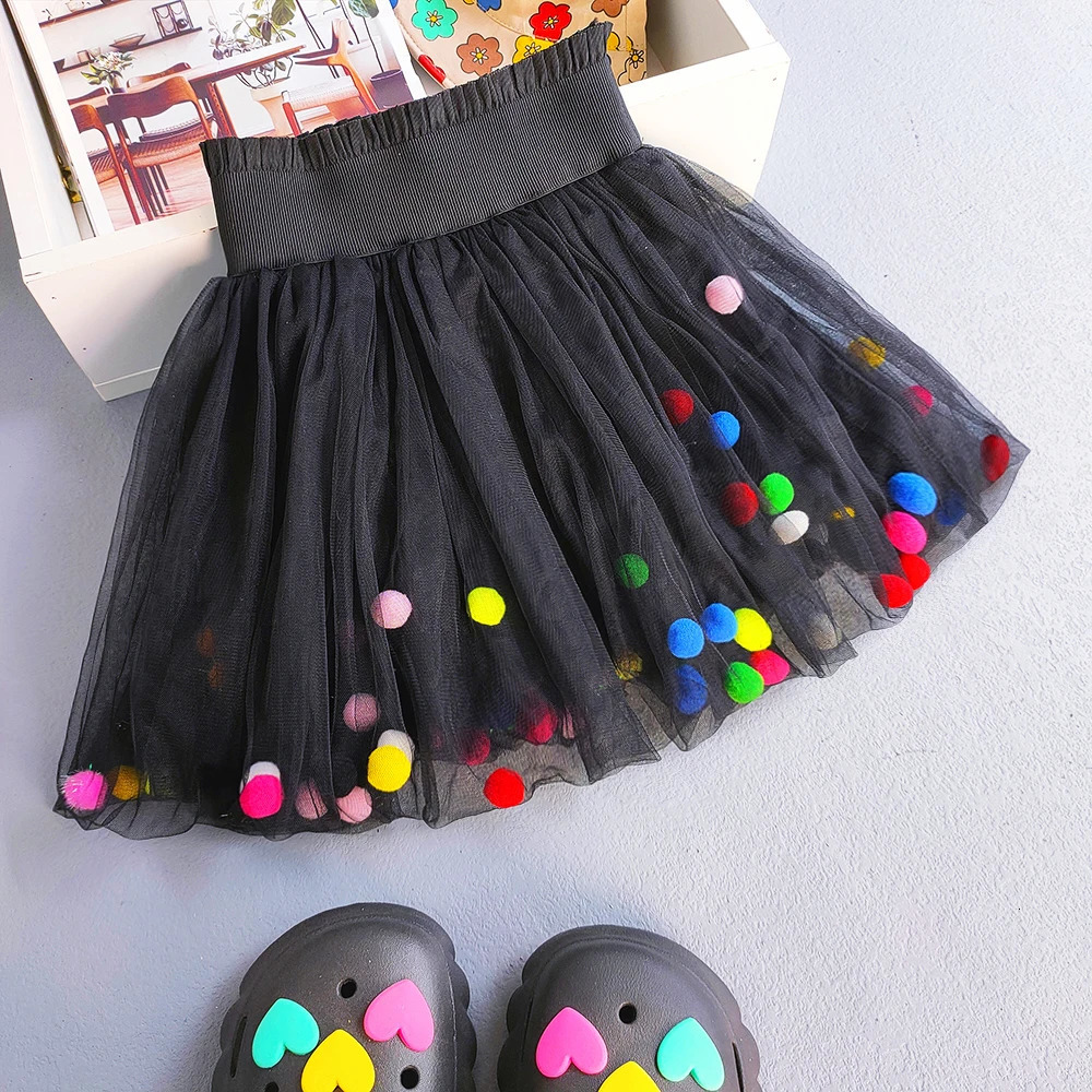 Baby Girls Dancing Party Princess Skirt Sweet Colorful Pompom Tulle Tutu For Clothes Children 250527