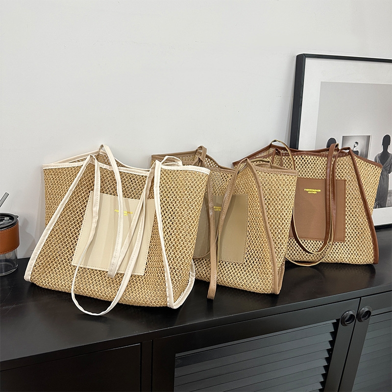 Free shipping designer weaves a large-capacity fashionable Korean-style handbag. 2025 new versatile ins casual and stylish single-shoulder tote bag