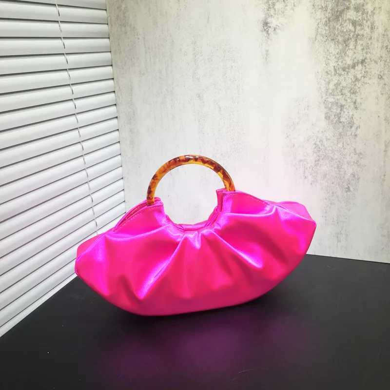 Luxury Satin Dinner Bag Designer Pleated Silk Cloud Bag High Quality Acrylic Handle Handbag for Women Evening Party Clutch Bag W250527