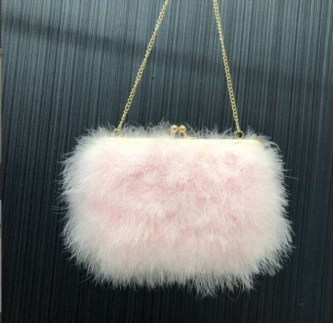 30 Color Fur Floral Bride Party Evening Clutch Women Wedding Purses and Handbags Small Shoulder Bag With Feather Bags