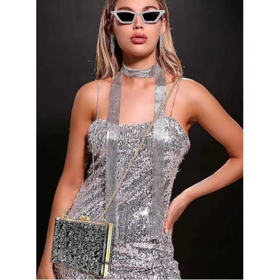 Elyzin Magical Transparent Sequins Clutch Purse Evening Handbag For Party Prom Bride W250527