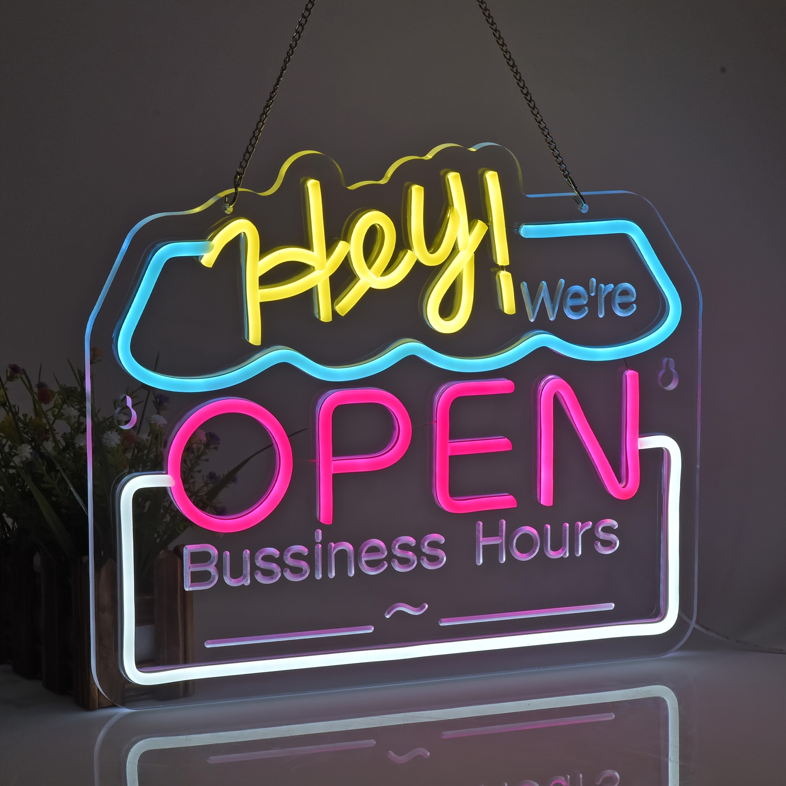 OPEN Neon Sign, Neon Lights Hanging Wall Art Decoration for Business Shop Bar Market Bakeries