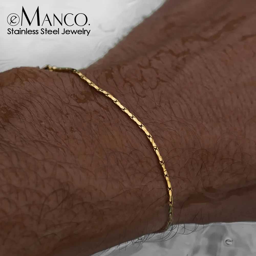 eManco Wire Chain Bracelet Fashion Trend Of New Personalized Mens White Gold Bracelet Without Losing Color Wholesale Jewelry W250526