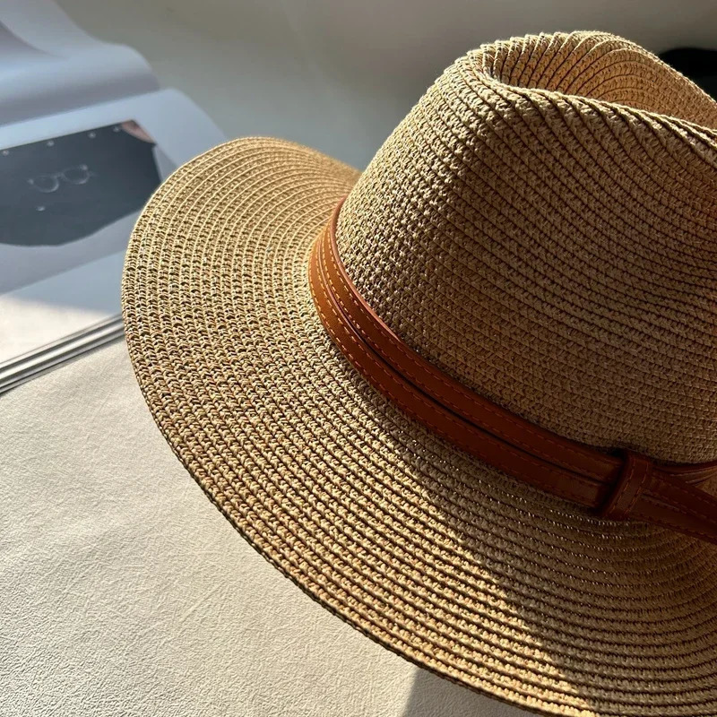 Big Head 60CM Panaman Straw Hat with Foldable Straw Woven Hat Plus Size Men Jazz Women Sun Protection Sun Shading Hat Hair cover 250526
