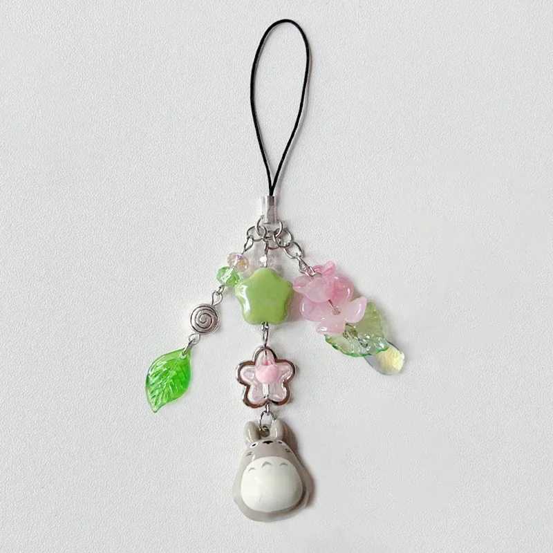 Handmade Cat Phone Charm Green Fairy Core Keychain W250526