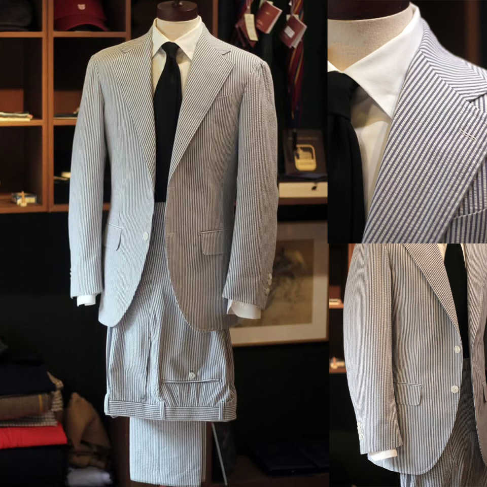 Mens Wedding Tuxedos With Peaked Lapel Two Buttons Pinstripe Jacket Pants Casual Tuxedo Plus Size Formal Occasion Customized