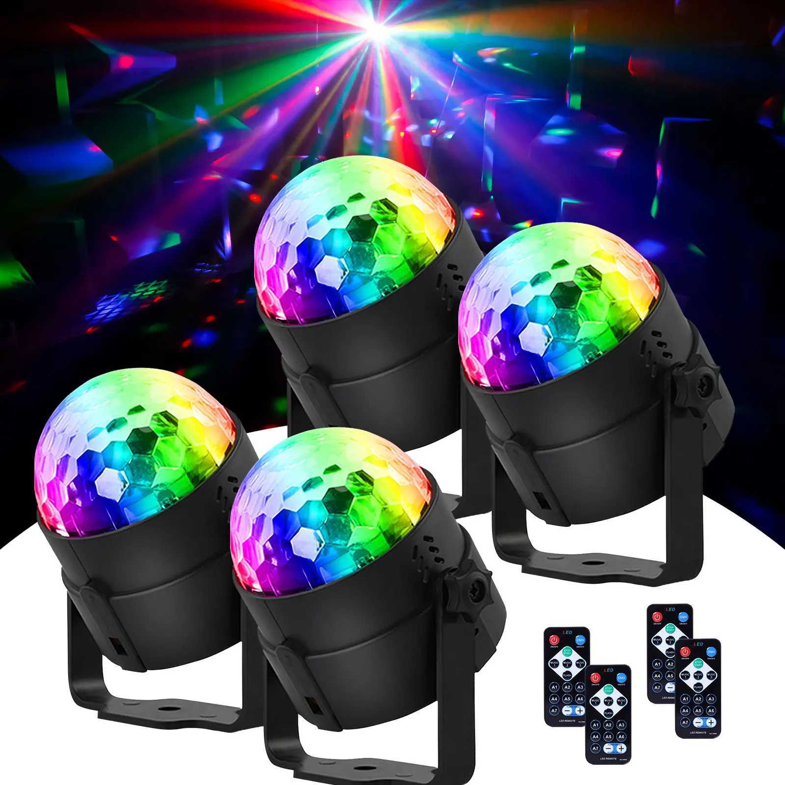 UKing 4PCS RGB LED Stage Disco Light Rotating DJ Ball Strobe Remote Control LED Magic Ball Light Christmas Party Club Show Lamp XJ250527