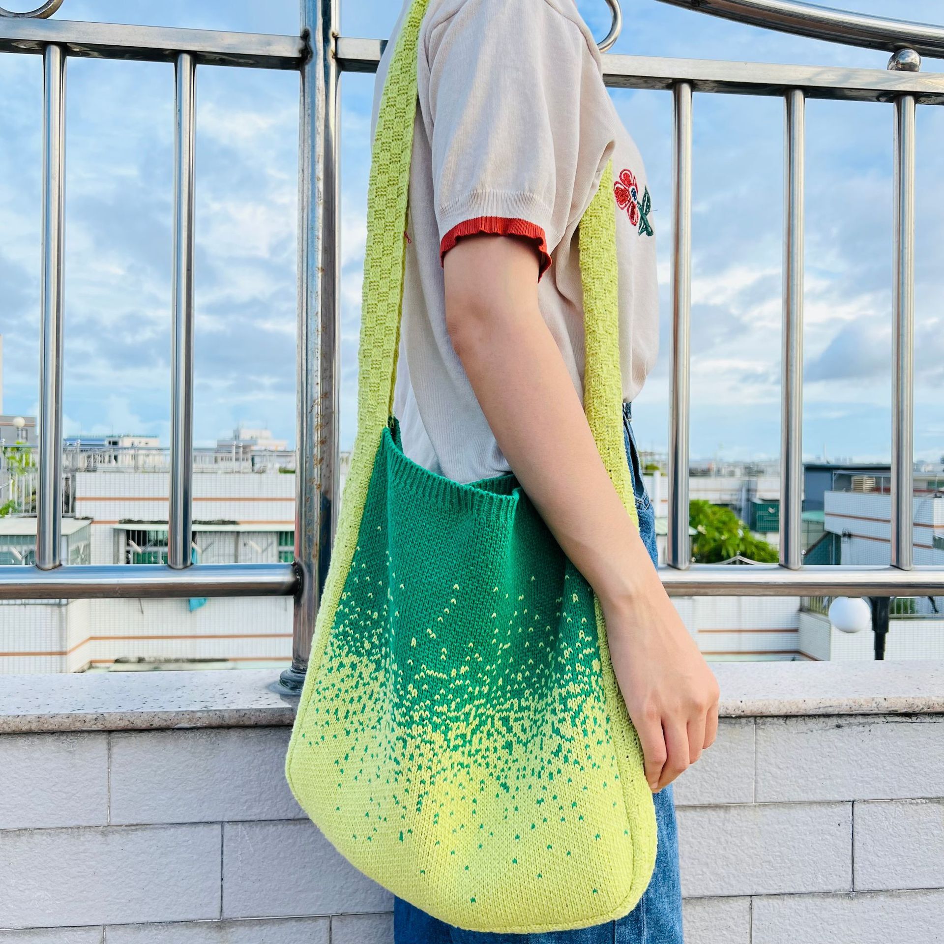 Brand High Quality New Style Style Cross-Border Bag Knitted Bag Starry Bag Color-Block Bag Crossbody Bag Beach Bag Tote Bag Woven Bag New Free Deliver