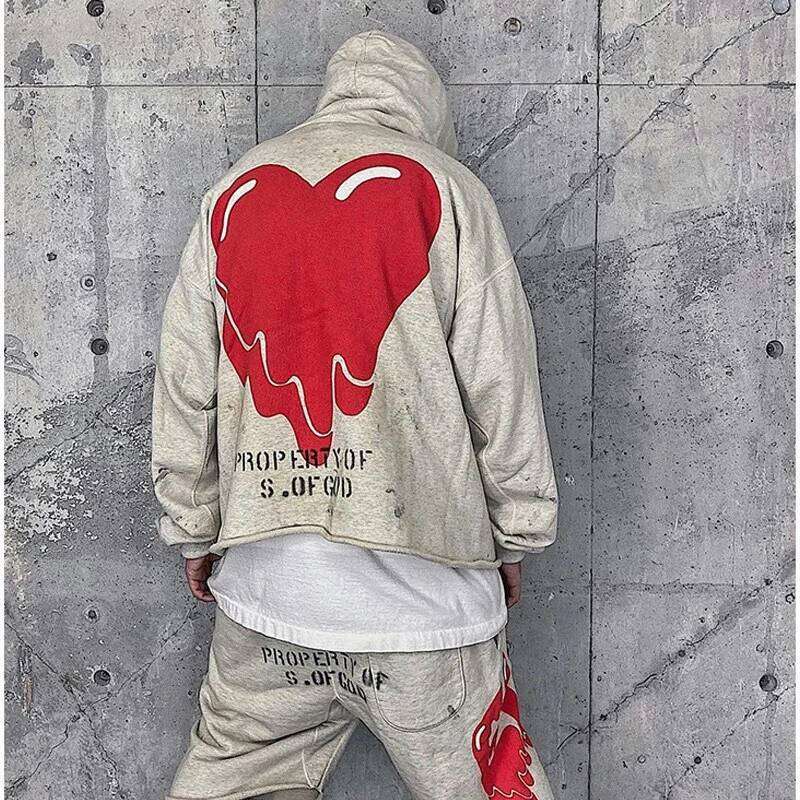 STB Saint Washed Grey Hoodies Oversized Autumn And Winter Sweatshirt Tracksuit Set