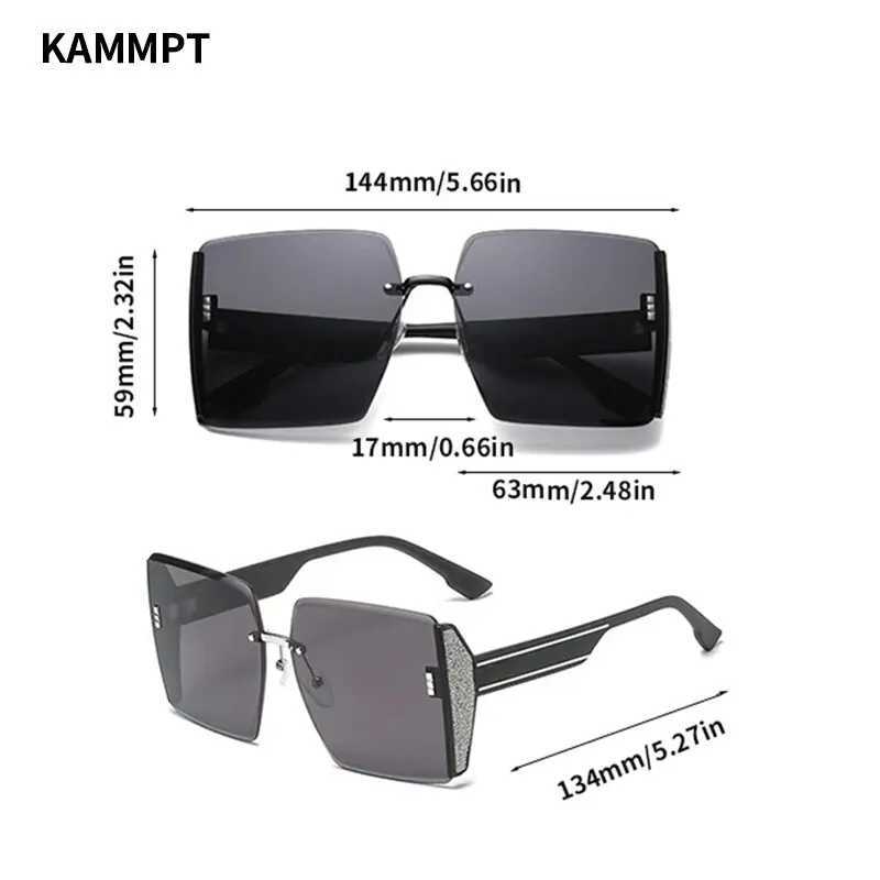 KAMMPT New Square Frameless Retro Sunglasses for Women Fashion Vintage Glasses Men Luxury Trend Brand Designer Shades Eyewear Z250527